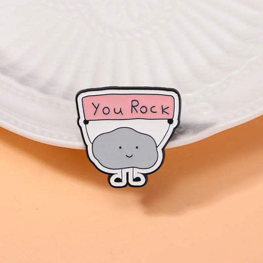 You Rock Cute Cartoon Enamel Brooch Lapel Pin Badge Bag Clothing Hat Accessory Gift