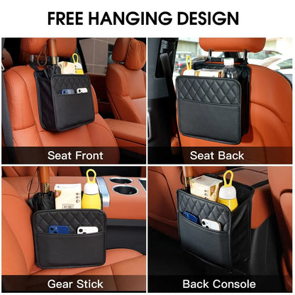 Multi-Functional Car Storage Bag Bin Unit PU Leather - Suitable For Most Vehicles