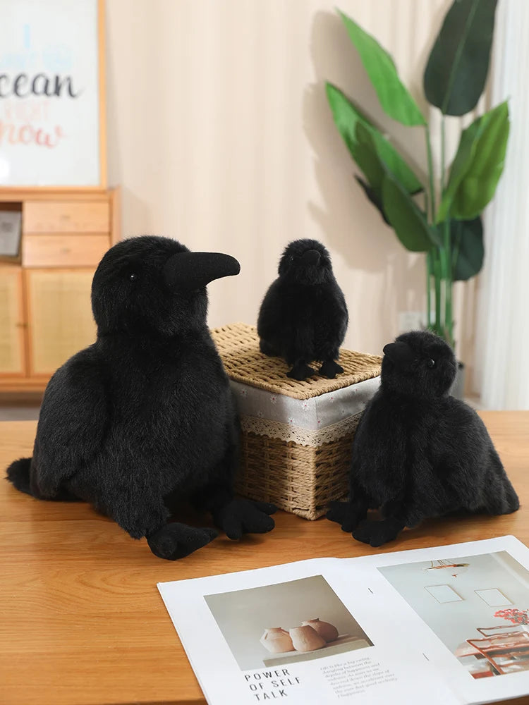 Realistic Crow Raven Plush – 15cm or 20cm Black Bird Soft Toy