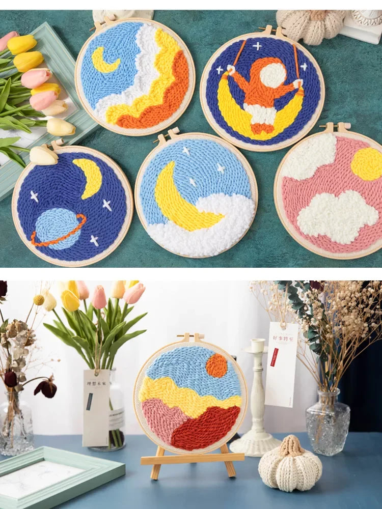 DIY 20cm Punch Needle Beginner Set Kit – Animal Designs Craft Embroidery