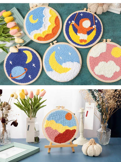 DIY 20cm Punch Needle Beginner Set Kit – Animal Designs Craft Embroidery