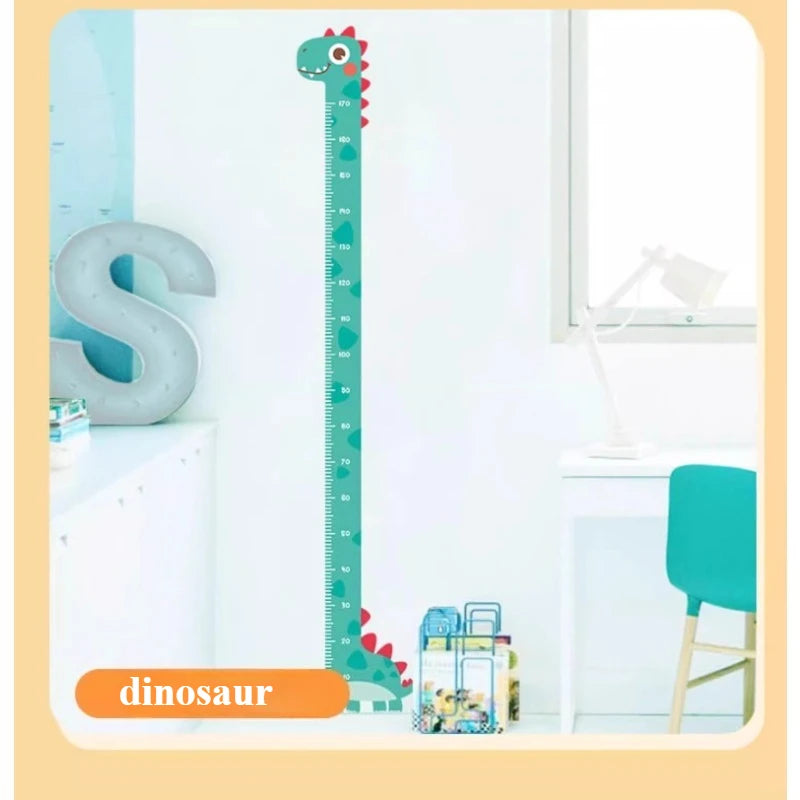 Cartoon Wall Height Chart Sticker – Removable Kids Growth Ruler for Bedroom or Nursery - Unicorn, Giraffe and Dinosaur