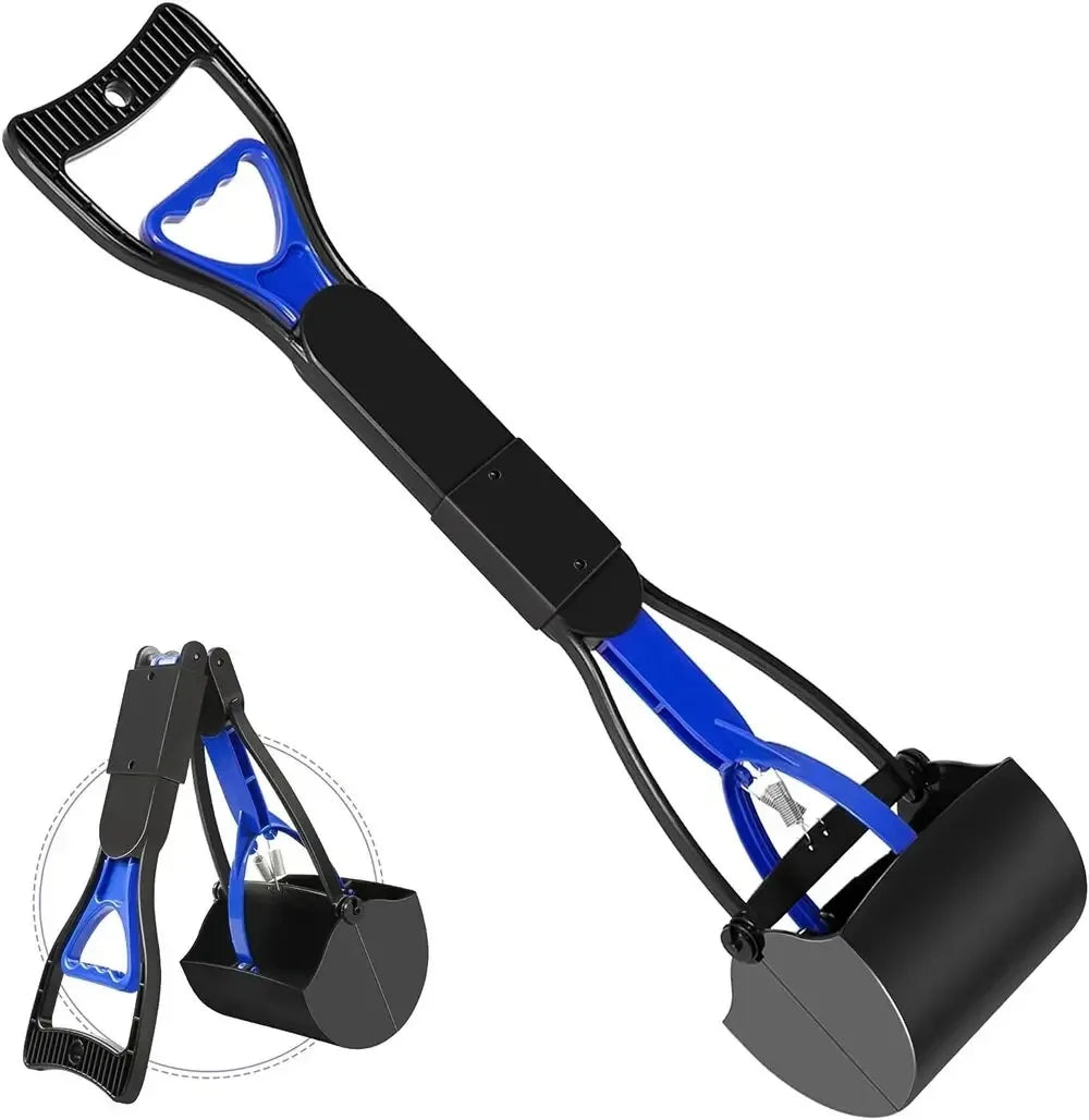 Foldable Dog Poop Scooper Grabber Long Handle Foldable Stainless Steel Poop Shovel Adjustable Portable Rust Proof