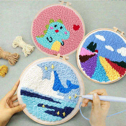 DIY 20cm Punch Needle Beginner Set Kit – Animal Designs Craft Embroidery
