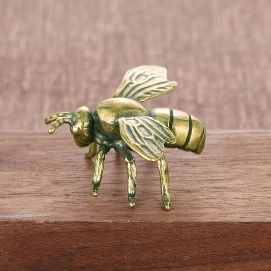 Mini Brass Copper Metal Bee Honeybee Figurine – Desk Buddy Ornament Collectible
