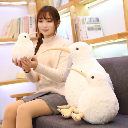 20cm Realistic Kiwi Bird Plush Soft Toy – Cute White or Orange/Brown