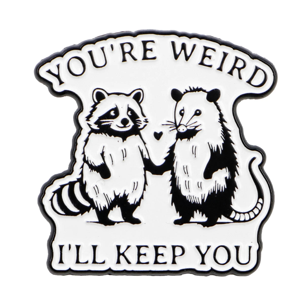 Opossum & Raccoon Weird Best Friends Funny Enamel Brooch Lapel Pin Badge Novelty Gift