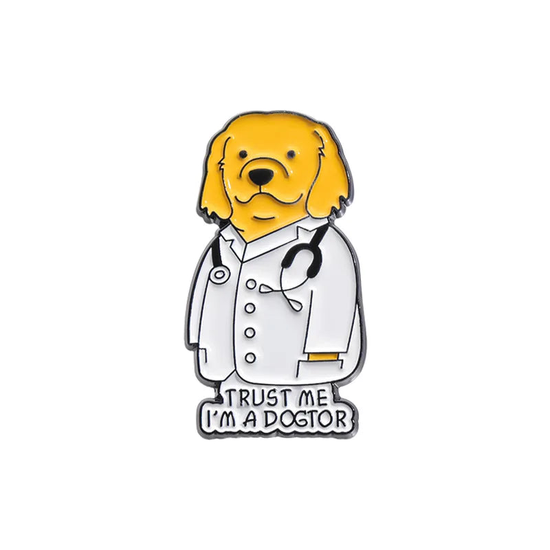 Funny Doctor Nurse Veterinarian Duck Dog Rat Enamel Brooch Lapel Pin Badge Novelty Gift