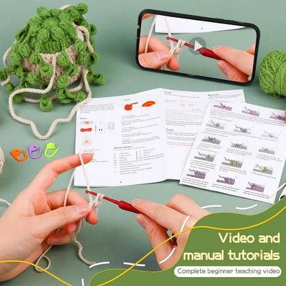 Crochet Hanging Plant Kit for Beginners – Includes Yarn, Tools & Video Tutorial