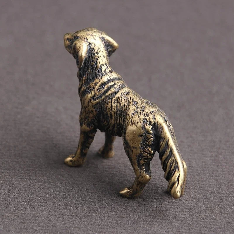 Mini Brass Copper Metal Dog Figurine – Desk Buddy Ornament Collectible