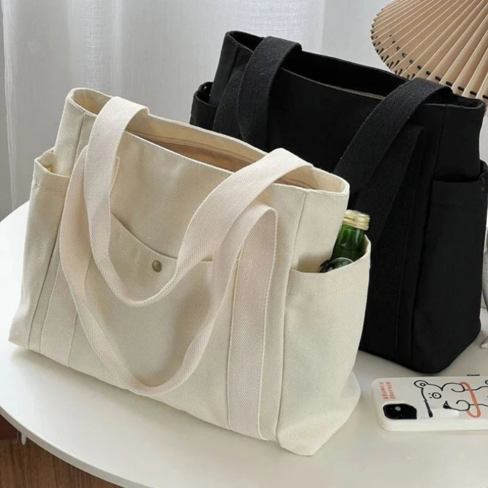 Large Capacity Canvas Tote Bag – Everyday Shoulder Bag for Work, School & Shopping