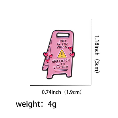 Approach with Caution Funny Sarcastic Enamel Brooch Lapel Pin Badge Novelty Gift