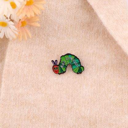Eat The Rich Caterpillar Funny Statement Enamel Brooch Lapel Pin Badge Novelty Gift