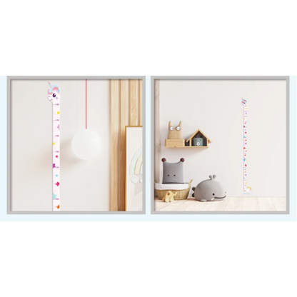 Cartoon Wall Height Chart Sticker – Removable Kids Growth Ruler for Bedroom or Nursery - Unicorn, Giraffe and Dinosaur