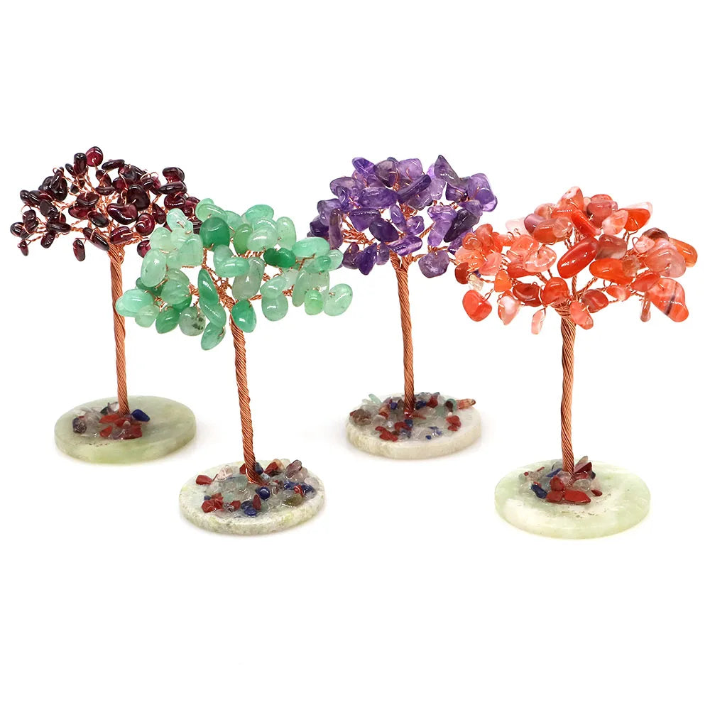 Crystal Money Tree Natural Crystal Healing Stone Reiki Quartz Gemstones Copper Wire Plant Gift
