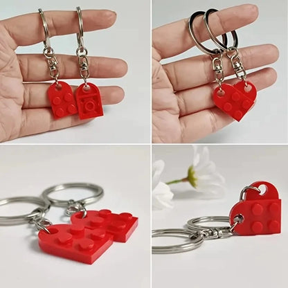 Couple Friends Heart-Shaped Keychain Keyring Set - Matching Design Gift