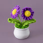 Crochet Knitted Artificial Flower Plant in Pot - Hand Woven Potted Desk Desktop Home Decor Gift Ornament