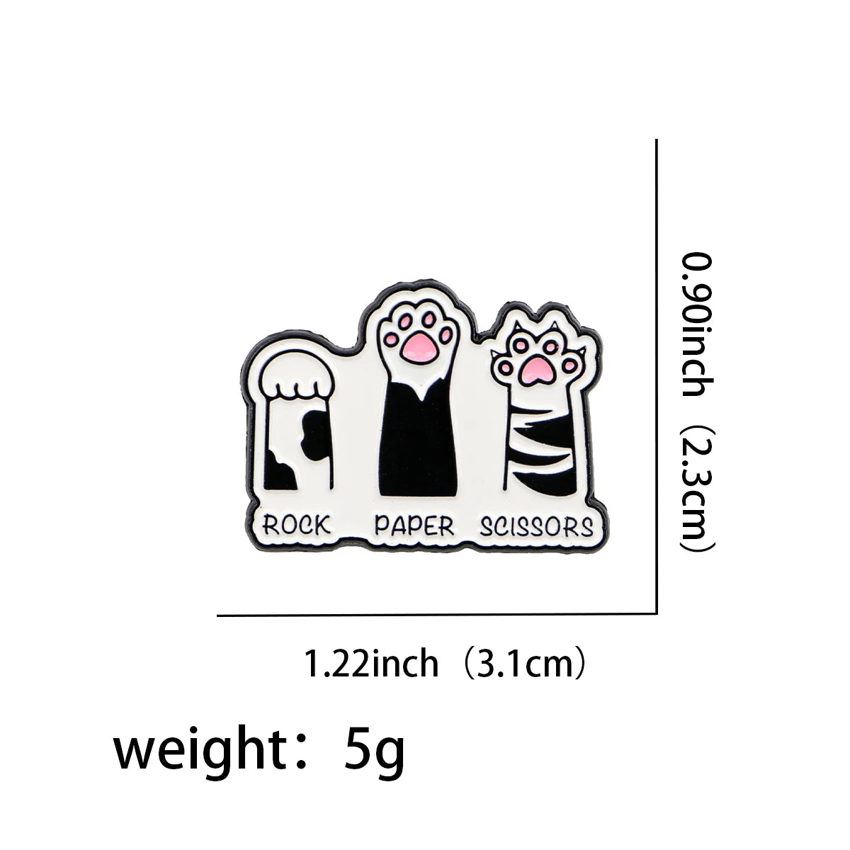 Rock Paper Scissors Funny Cute Cat Paw Enamel Brooch Lapel Pin Badge Novelty Gift