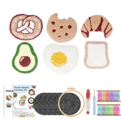 DIY Punch Needle Coaster Set Kit – Make 6 Coasters Multiple Design Choice Craft Embroidery