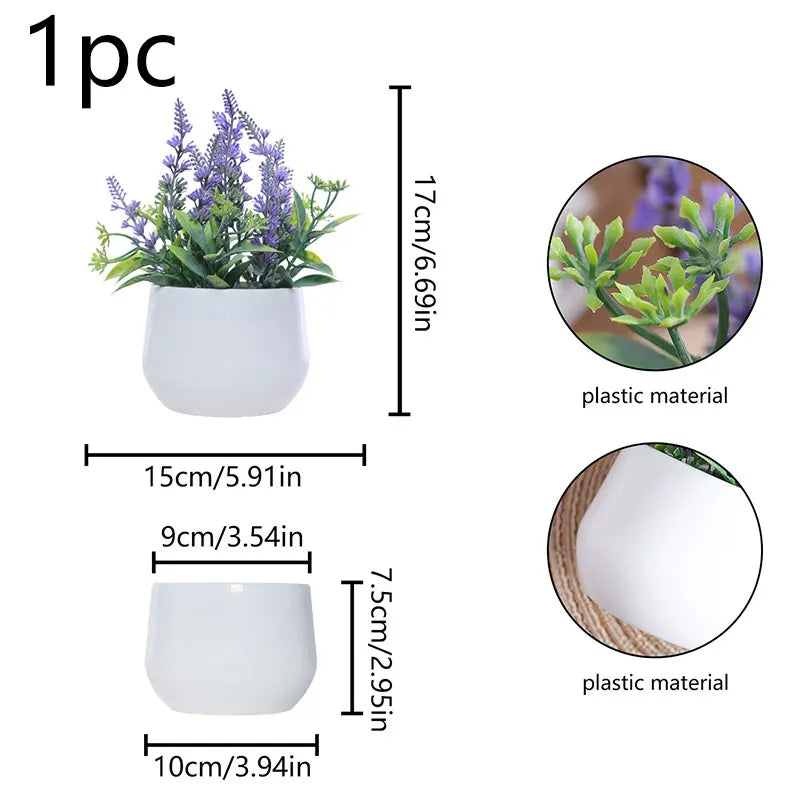 Artificial Lavender Potted Plant – Realistic Faux Flower for Home & Office Décor