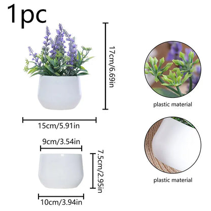 Artificial Lavender Potted Plant – Realistic Faux Flower for Home & Office Décor