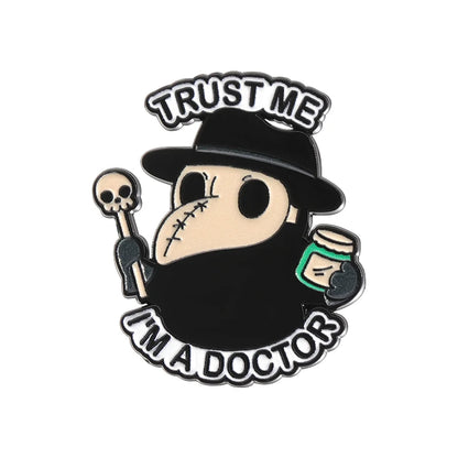 Plague Mask Doctor Funny Sarcastic Enamel Brooch Lapel Pin Badge Novelty Gift