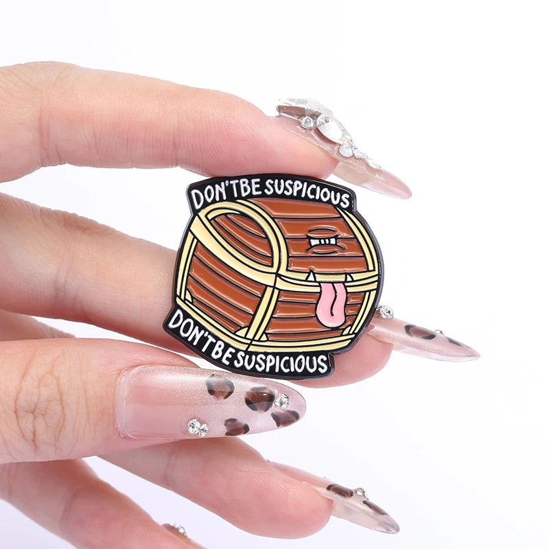 D&D Mimic Chest Enamel Pin Badge Don't Be Suspicious Cosplay Game Souvenir Brooch Bag Lapel