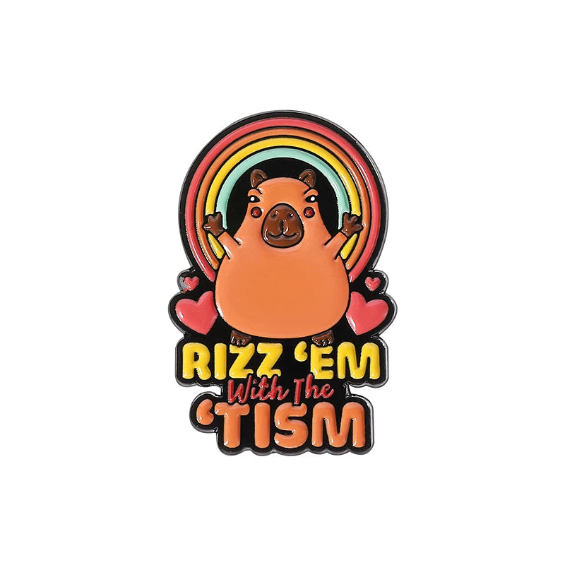Rizz Em With The Tism Enamel Pin Badge Funny Autism Quote Animal Neurodivergent Autistic Frog Toad