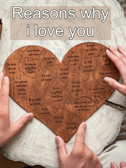 20 Reasons Why I Love You Puzzle Gift – Engraved Romantic Couples Friendship Keepsake for Him or Her