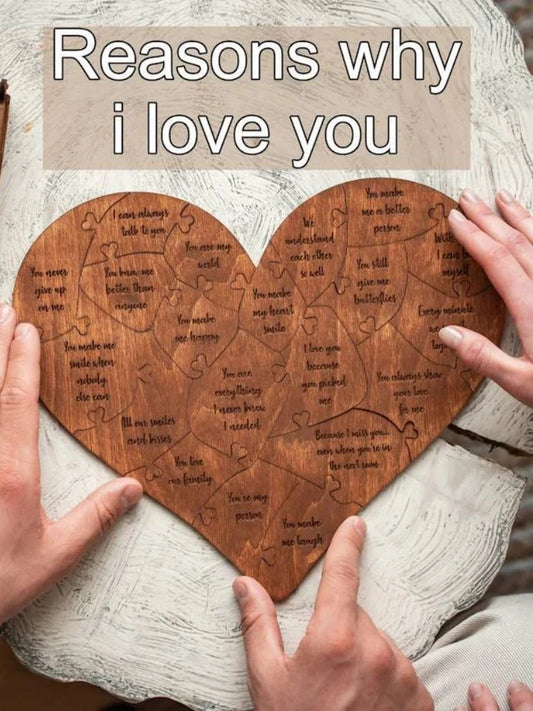 20 Reasons Why I Love You Puzzle Gift – Engraved Romantic Couples Friendship Keepsake for Him or Her