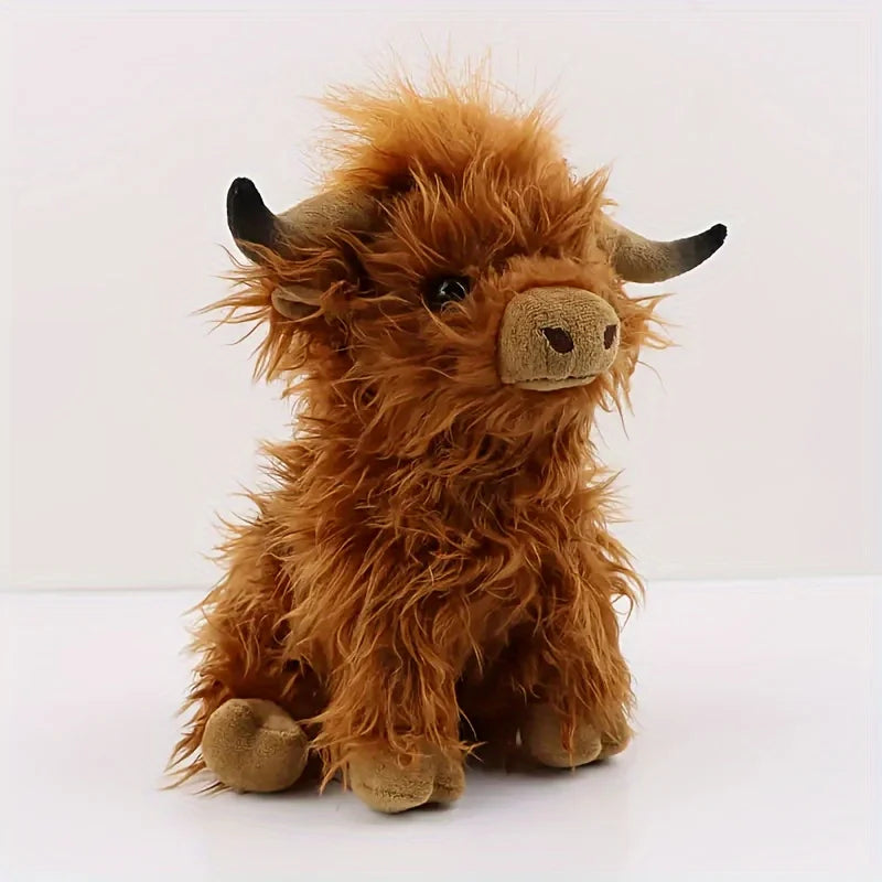 25cm Highland Cow Plush Toy – Soft Stuffed Animal in Brown or Black