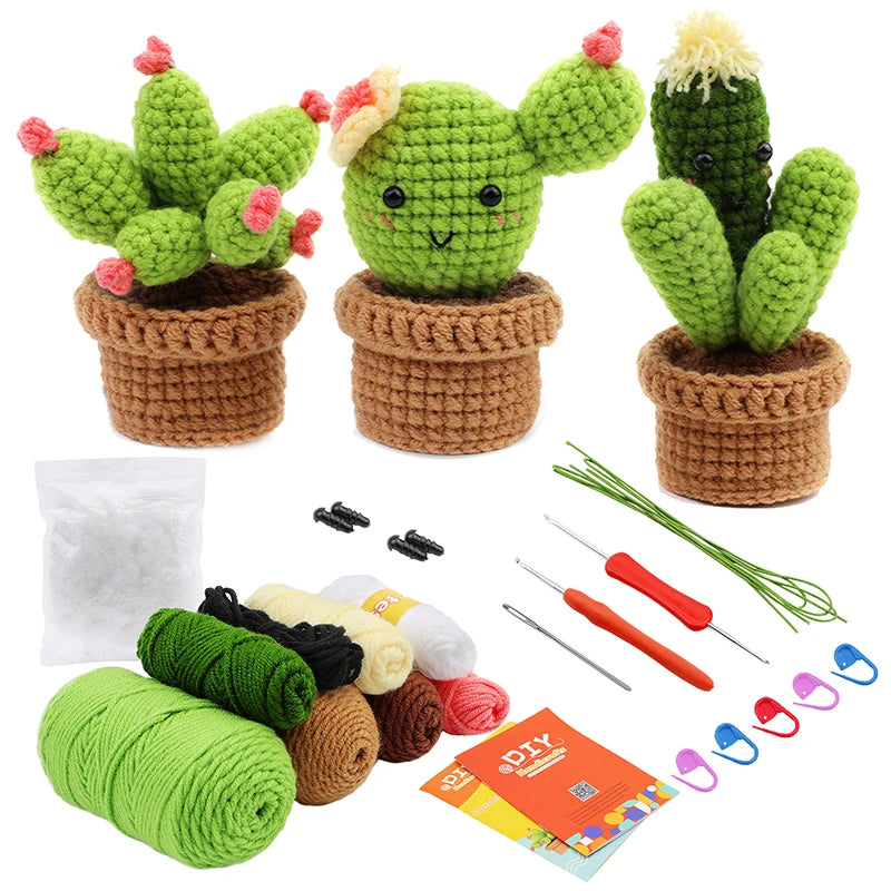 3/6pcs DIY Beginners Plant Succulent Crochet Starter Kit