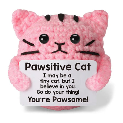 Crochet Knitted Positivity Pals Animals Cat Pineapple Tea Turtle Goose Otter - Emotional Support Gift Positivity Words of Encouragement Ornament - Perfect Gift