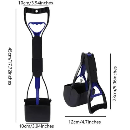 Foldable Dog Poop Scooper Grabber Long Handle Foldable Stainless Steel Poop Shovel Adjustable Portable Rust Proof