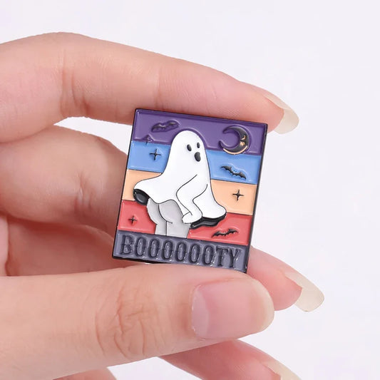 Funny Booooty Ghost Enamel Pin Badge Booty Scary Pun Spooky Halloween