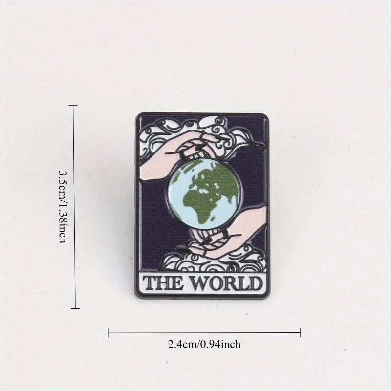 The World Tarot Card Style Enamel Pin Badge Lapel Brooch