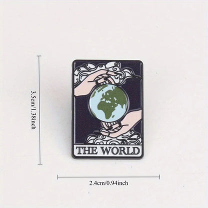 The World Tarot Card Style Enamel Pin Badge Lapel Brooch