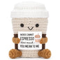 Crochet Knitted Coffee Cup - Emotional Support Coffee Plush Funny Handmade-Style Gift with Message Card