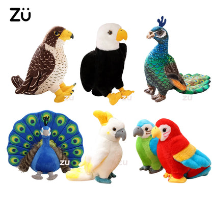 Lifelike Bird Plush 20-30cm–Parrot, Peacock, Pelican, Eagle, Cockatoo, Vulture & More Soft Toys
