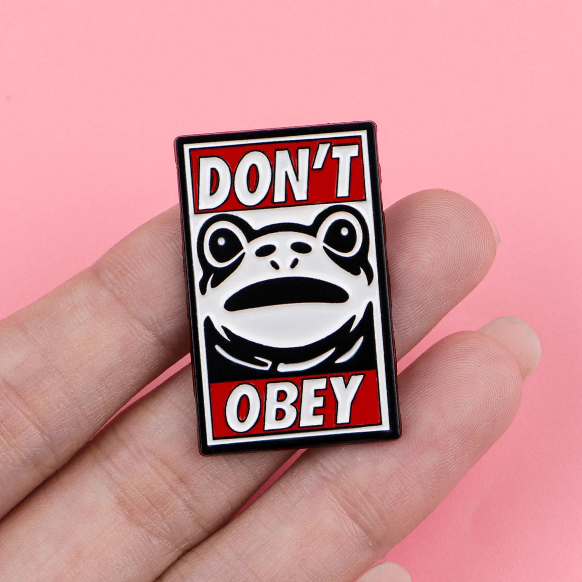 Don’t Obey Protest Statement Frog Enamel Pin Badge Cartoon Brooch Lapel Backpack Clothing Accessories