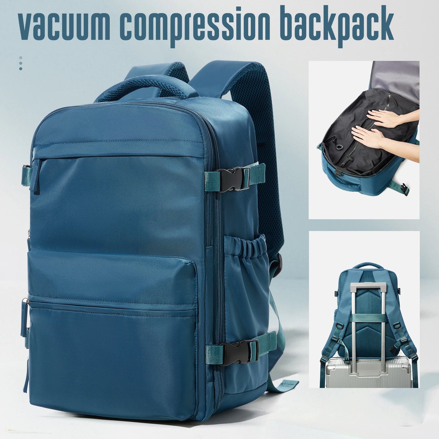 Expandable Vacuum Travel Luggage Backpack – Large Capacity Laptop Bag Men Women - Comes With Pump - Airback Smart Compression Backpack