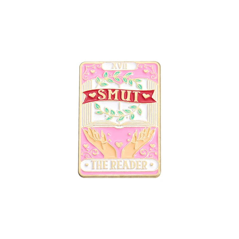 SMUT THE READER Tarot Card Brooch Enamel Pin Badge Book Lover Lapel Backpack Gift
