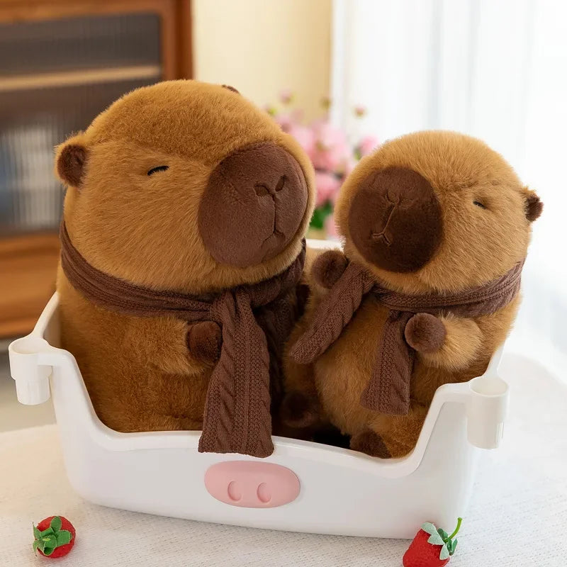 23/35CM Cute Capybara Plush Toy with Scarf -  Autumn Winter Seasonal