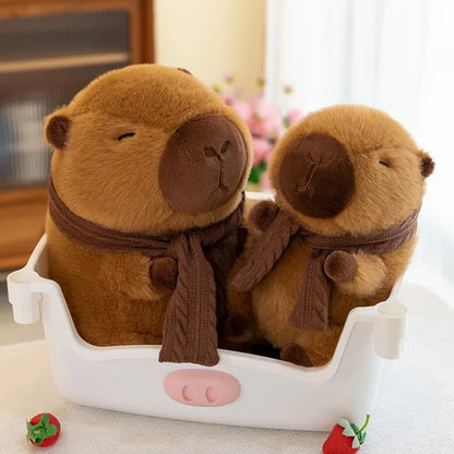 23/35CM Cute Capybara Plush Toy with Scarf -  Autumn Winter Seasonal
