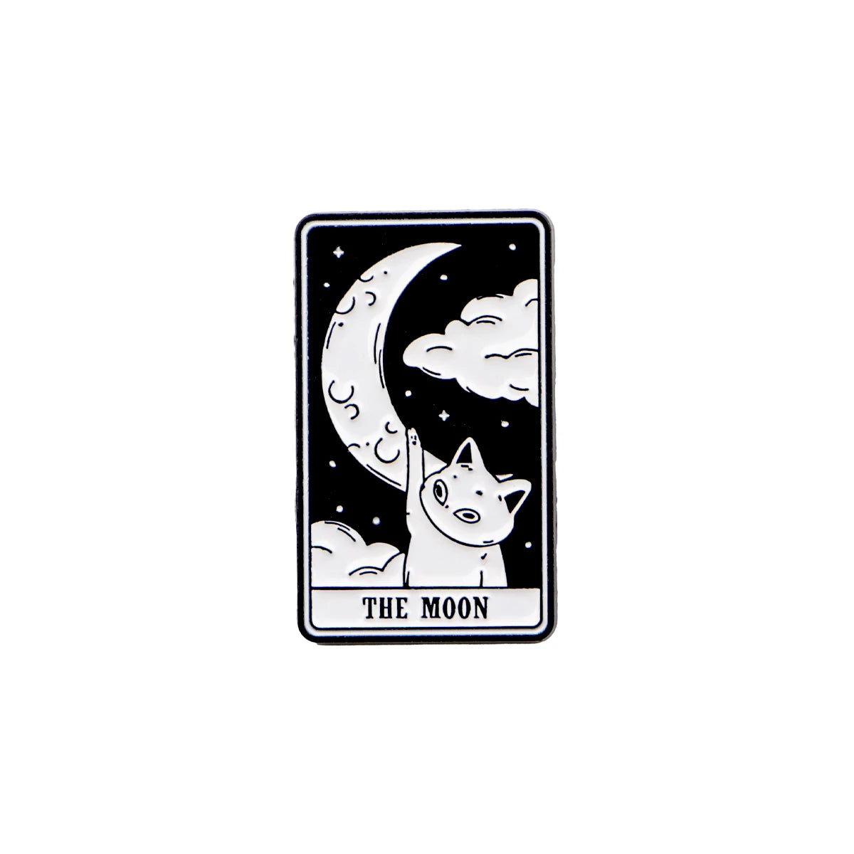 Mystic Black White Cats Tarot Card Design Enamel Pin Badges Moon Sun Strength Fortune Cat