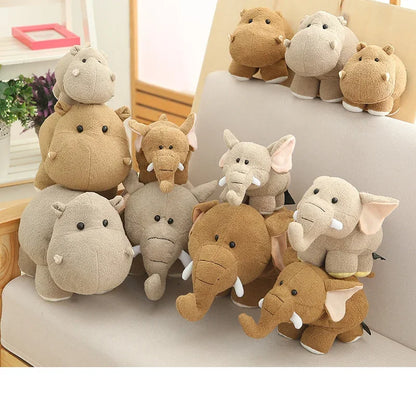 Chubby Elephant or Hippo Plush – Grey or Brown, 20cm / 25cm / 35cm