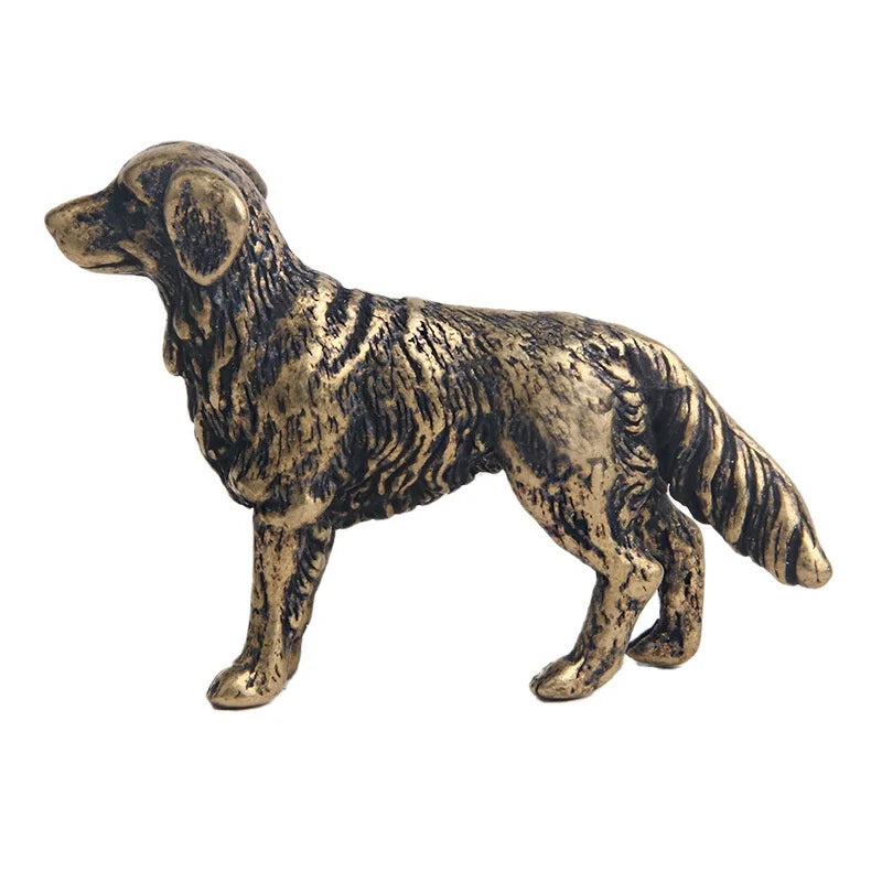 Mini Brass Copper Metal Dog Figurine – Desk Buddy Ornament Collectible
