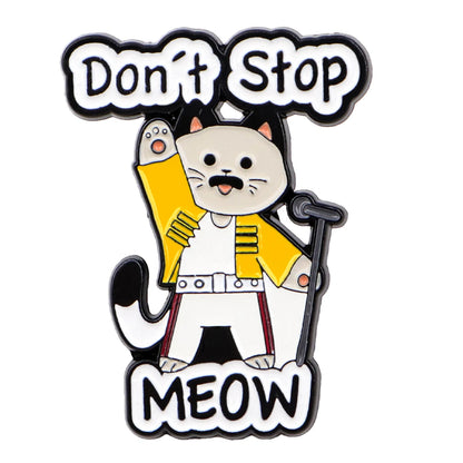 Don’t Stop Meow Funny Singer Cat Enamel Brooch Lapel Pin Badge Novelty Gift