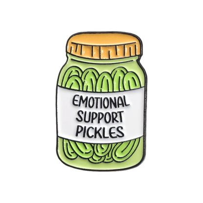 Pickles Lover Enamel Pin Badge Funny Cartoon Pickle Jar Brooches Lapel Bag Badge
