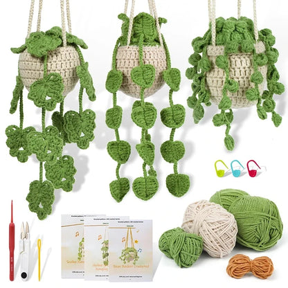 Crochet Hanging Plant Kit for Beginners – Includes Yarn, Tools & Video Tutorial